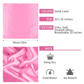 Qianyu 90 x 90 cm Large Square Scarves for Women Silk Headscarf Bandanas Silk Head Scarf Feel Scarf Personalise Elegant Silk Scarf Hair Scarf Hair Accessories Handkerchief, pink
