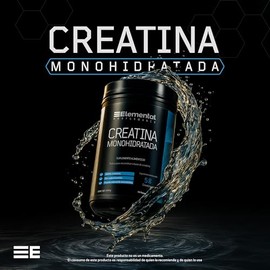 Elemental Creatina Monohidratada Micronizada, Hecho por PiSA, Pureza Certificada Laboratorio  90 Servicios de 5g, 450g  Alto Rendimiento, Performance 