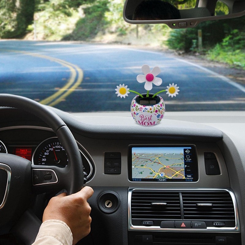Solar Dancing Car Dashboard Ornament, Swinging Flower Figure, Decorative Desk