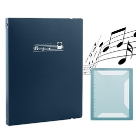 Irtyif Music Folder, Choir Folder, 60 Pages A4 Music Folder for Sheet Music, Plastic Music Folder with 30 Pockets and Elastic Bands, for Paper, Painting, Sheet Music, Documents (Blue)