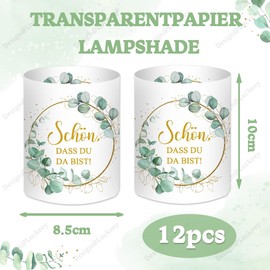 12 Tea Light Holders Table Decoration Birthday, Wedding, Communion, Confirmation, Christening, Confirmation, Youth Initiation, Schön DASS du da bist, Eucalyptus Green Decoration, First Communion Boy