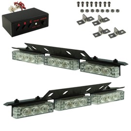 DIYAH 18 LED High Intensity LED Law Enforcement Emergency Hazard Warning Strobe Lights For Interior Dash Windshield (Red/White)