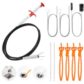 Coficina 10 PCS Drain Snake Hair Drain Clog Remover Tool Set, Snake Drain Hair Removal Tool, Grabber Claw Drain Hair Remover, Flexible Drain Cleaner Brushes for Toilet, Kitchen Sink, Shower & Tub
