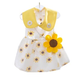 YBGGJO Sunflower Tulle Dress Sunflower Pattern Dress Dog Cat Clothes Sunburn Prevention Sleeveless Breathable Princess Fashion Cute Dress Small Dogs Medium Dogs Cats Walking Outings Commemorative