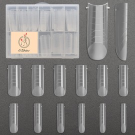 C12rtive 120 Pcs Matte Dual Nail Forms - Square C-Curved Poly Nail Gel Forms Full Cover Nail Molds 12 Sizes for Gel Manicure Nail Art Design Salon&DIY