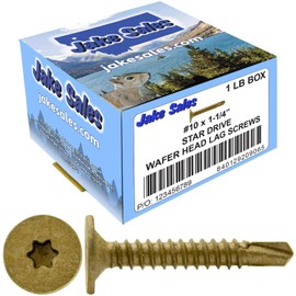 Jake Sales #10-16 X 1-1/4" Wood to Metal - Self Tapping TEK Screw Star/TORX Drive (1 Pound - 139 Approx. Screw Count)