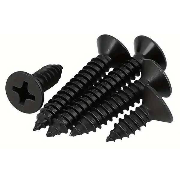 EBAIJQUO M5*25mm Phillips Flat Head Wood Screws Black Xylan Coated