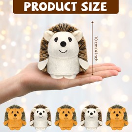 16 Pcs Mini Hedgehog Stuffed Animal Bulk Hedgehog Plush Stuffed Toy 4 Inch Decorations DIY Keychain Accessories Kid Children Gifts for Wedding Baby Shower Birthday Party Favors (Brown, Beige)