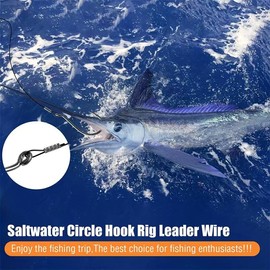 YOTO Circle Hooks Rigs with Saltwater Steel Leader Wire, 25/50PCS Octopus Hook Rig for Bass Catfish Fishing