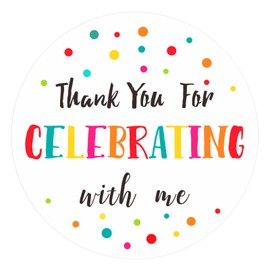Anwyll 120Pcs Thank You Stickers - 2'' Thank You for Celebrating with Me Stickers Colorful Dot Thank You Birthday Party Favor Sticker Self Adhesive Thank You Seal Label Sticker for Gift Wedding Grad