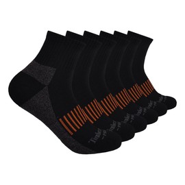 Timberland PRO Men's 6-Pack Half Cushioned Quarter Socks, Black, X-Large