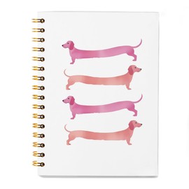 SZERE Pink Dachshund Dog Gifts Preppy Notebook, Notebook Journal Gifts for Teen Girl, Notebook Journal for Work Office School Student Teacher, Hardcover Spiral Notebook 5.5x8.3