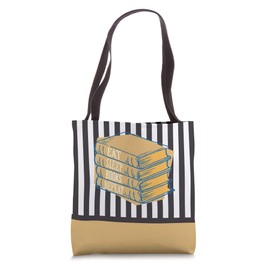 White and Black Lined modern minimalist Book, I love read Tote Bag