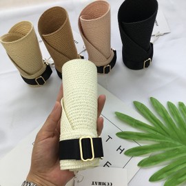 SIPEIEN Sonnenhut Damen Strohhut Visor Cap Sommer UV Schutz mit Breiter Krempe Verstellbarer Visierhut aufrollbare UPF50+ Pferdeschwanz Kappe für Frauen Rosa