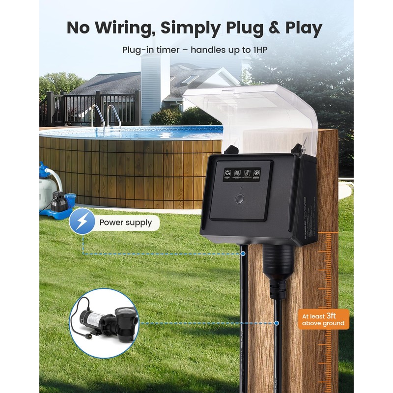 SURAIELEC WiFi Pool Timer for Above-Ground Pools, Twist-Lock NEMA L5-20R