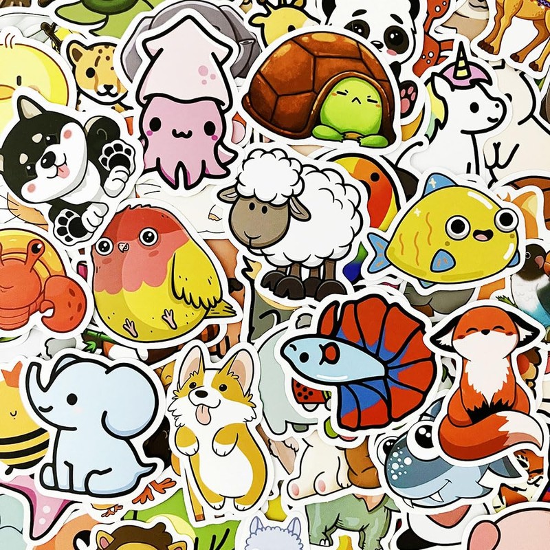 200pcs Water Bottle Stickers for Kids Teens, Cute Animal Vinyl