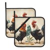 French Roosters Pattern Square heat-proof pot holders (set of two)