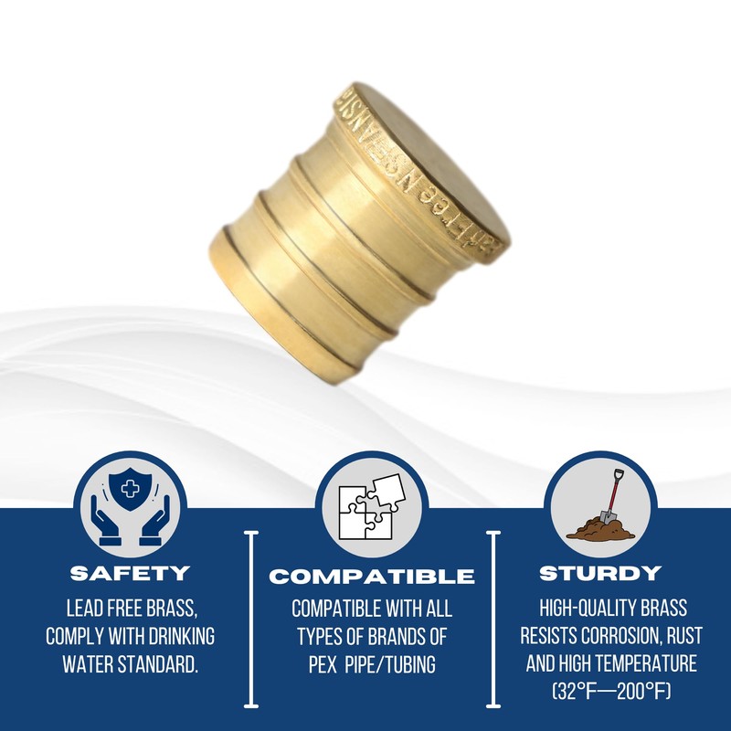 XFITTING Barb Crimp 1/2 Inch Pex Plug End Cap, Brass,