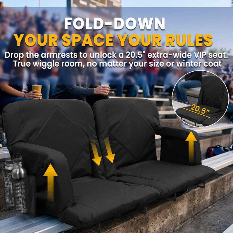 Sheenive Reclining Stadium Seats with Back Support, Bleacher Seat Cushion