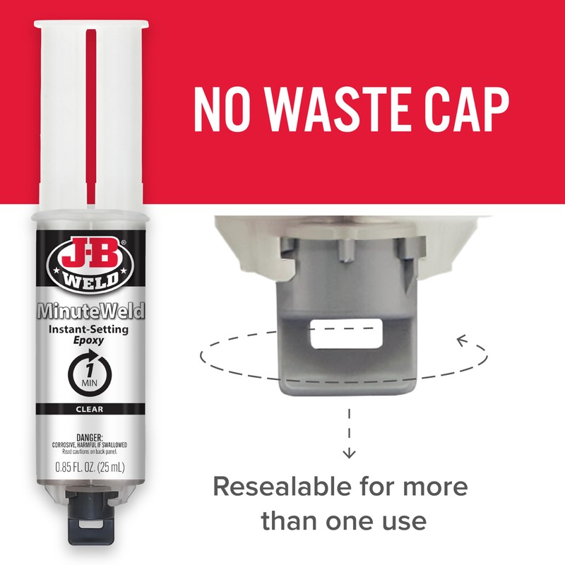 J-B Weld 50101 MinuteWeld Instant-Setting Epoxy Syringe - Clear -
