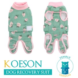 KOESON Dog Recovery Suit After Surgery, Soft Dog Spay Recovery Suit Female, Anti Licking Abdominal Dog Surgery Suit Pet Surgical Shirt, Breathable Dog Onesie E-Collar & Cone Alternative Strawberry L