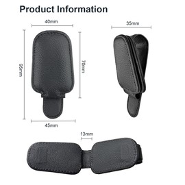 Yecitona Sunglasses Holder for Car, Magnetic Leather Sunglasses Clip for Car Visor, Eyeglass Hanger Clip for Car Sun Visor (Black 2 Pack)