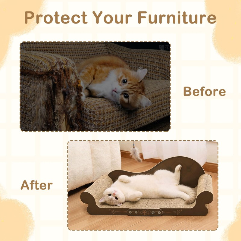 DWCN 26" Large Cat Scratcher Bed, Durable Cardboard Cat Couch