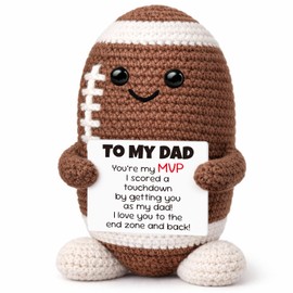 GwhyGifts for Dad from Daughter Son Wife,Birthday Gifts for Father Daddy Dad Husband New Bonus Step Dads Father in Law,Mini Handamde Positive Crochet Football Gifts for Fathers Day Birthday