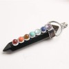 Acxico 1Pcs Black Tourmaline Protection 7 Chakra Pendant Real Crystal