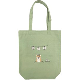 Twin Tote Bag, Cute Dog, Women's, Men's, Canvas, Chinari, Funny, Thick, Cotton, Canvas, Animal Print, A4, Large Capacity, Gusset, Sub-bag, Learning Bag, Shiba Inu, Hot Springs