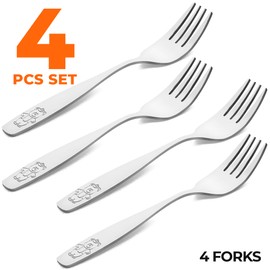 Zulay Kitchen 4 Pieces Toddler Utensils - Kids Stainless Silverware Set - Children & Toddler Safe Forks - Smooth Edge, Mirror Polished, & Dishwasher Safe Kids Utensils (4 Forks)