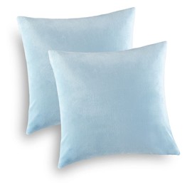 MALIKA Set of 2 Cashmere Touch Fleece Cushion Covers, Sofa Cushion Cover, Couch Cushion Cover, Size: 80 x 80 cm, Design: Light Blue
