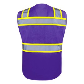 OPLERAI Safety Vests with 6 Pockets and Zipper ANSI Class 3 Reflective Strips High Visibility Vest for Men and Women(Purple,M)