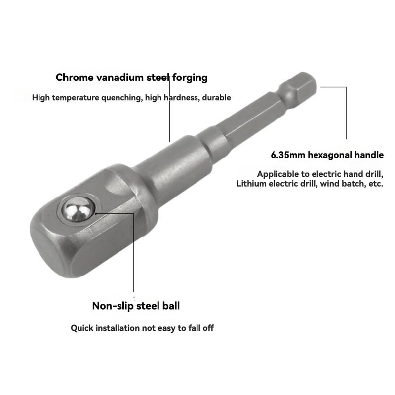 3PCS Impact Grade Socket Adapter Set, Drill to Socket Adapter,