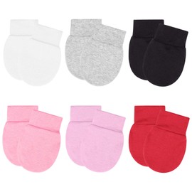 Newborn Baby Mittens Anti-Scratch Mittens For Baby Boys Girls Cotton Breathable No Scratching Gloves 6 Pairs (6Pairs-D)