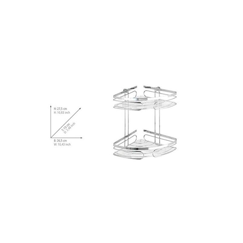 Wenko Premium 20412100 Wall-Mounted Corner Shelving Unit with 2 Shelves