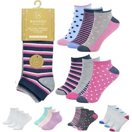 OnlyBee 6 Pairs of Ladies BAMBOO Trainer Ankle Socks (Mixed)