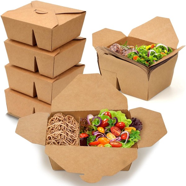 60 Pack 40 Oz Take Out Food Containers Disposable Kraft