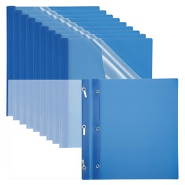 PATIKIL Plastic Report Covers with Prong, 10 Pcs 80 Sheet Clear Front Presentation Binders with 3 Metal Prong Fasteners Report Folder for Resume Documents Files Letter, Blue
