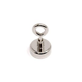 Neodymium Machine Lathed Clamping Magnet with M4 Eyebolt for Holding, Hanging and Displaying Items - 20mm dia - Pack of 1