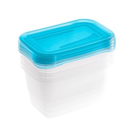 keeeper Frischhaltedosenset 4-teilig, 4 x 750 ml, 15,5 x 10,5 x 8,5 cm, Fredo Fresh, Blau Transparent