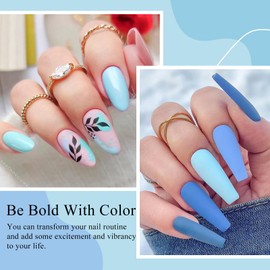 MTSSII Gel Nail Polish Set, 8 Colors: Baby Blue, Navy, Sky Blue, Purple Gel Nail Art Design DIY Salon Manicure for Women