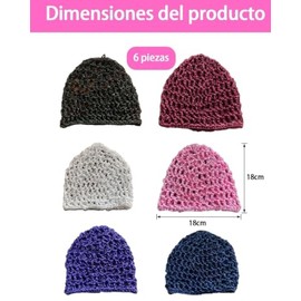 6 Mallas Para Cabello, Red Para Cabello,juego de cabello transpirable reutilizable, accesorios para dormir, yoga, Paquete Multicolor Con Negro, Rosa, 