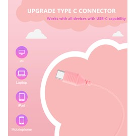 Bywulanda Upgrade USB Type C Kids Headphone for School, 94dB Safe Volume Limited, HD Stereo Sound, Foldable Lightweight On-Ear Headphones for Boys/Girls/Students/Tablet/Travel(Light Pink)