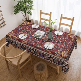 ZYPHORIEL Persian Pattern Rectangle Tablecloths Boho Vintage Ethnic Table Cloths Dacorative Kitchen Dining Tablecloth for Rectangular Tables,Washable Table Cover for Party 54 x 72 Inch