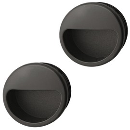 GedoTec Shell Handle Round Furniture Handle Black Plastic Handle - H1930 | Cabinet Handle Diameter 55 mm | Sliding Door Handle Made in Germany | Pack of 2 - Sliding Door Shell for Drawers and Room