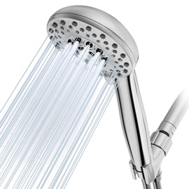 High Pressure Shower Head with Powerful Shower Spray & 59'' Stainless Steel Hose, 5 Spray Modes, Adjustable Bracket and Non-Clogging Nozzles（Chrome）