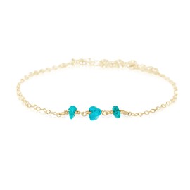 Turquoise Beaded Chain Bracelet in 14k Gold Fill