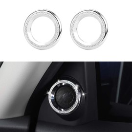 CKE Bling Crystal Audio Speaker Ring Cover Interior Door Trim Accessories for 10th Gen Honda Civic 2021 2020 2019 2018 2017 2016 (2pcs)