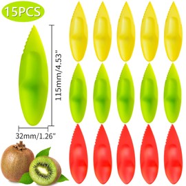 Pack of 15 Kiwi Spoons, Peeler Cutter Plastic, Kiwi Plastic Fruit Peeler Cutter, Plastic Spoon for Kiwis, Grapefruits, Passion Fruits, Kitchen Accessories (Three Colours)